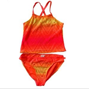 Op Ombre Coral and Neon Yellow Tankini Set